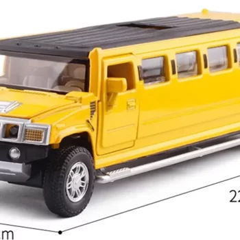 Simulation Alloy For Hummer Limousine Metal Die Cast Car Toy Pull Back Flashing Music Kids Toy Vehicle (Color : Yellow)