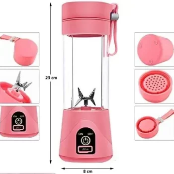 Portable USB Electric Blender Juicer Cup Plastic Fruit Juicer Grinder 380ml Juice Blender Fruit Juicer Cup Bottle (Multicolour) - Image 4