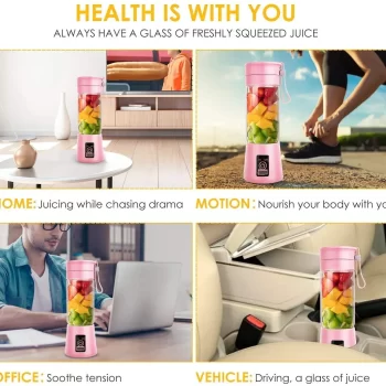 Portable USB Electric Blender Juicer Cup Plastic Fruit Juicer Grinder 380ml Juice Blender Fruit Juicer Cup Bottle (Multicolour) - Image 6