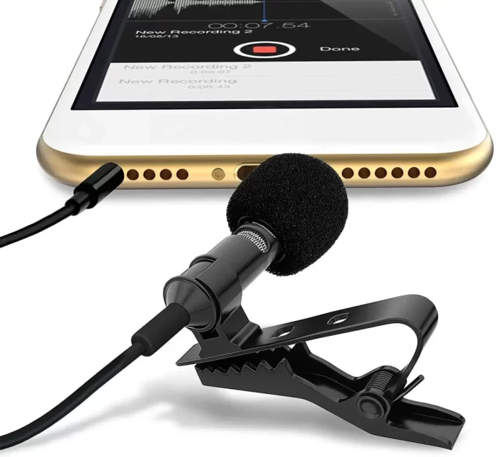 Mobile Phone hoder Stand Adjustable Height Desktop Stand 360 Rotate for Onilne Classes Live Streaming with Collar Mic Voice Recording Filter Microphone for Microphone 3.5 mm Clip-on Mic - Image 5