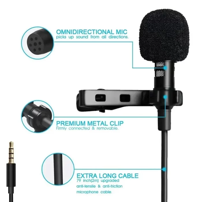 Mobile Phone hoder Stand Adjustable Height Desktop Stand 360 Rotate for Onilne Classes Live Streaming with Collar Mic Voice Recording Filter Microphone for Microphone 3.5 mm Clip-on Mic - Image 6