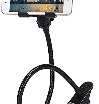 Metal Lazy Flexible Mobile Stand Holder - Cell Phone Gooseneck Mount Metal Built Perfect for Video Table Online Class Home Bed Flexible Charging Hand Bike Movie Office Gift Kitchen Desktop Heavy Duty Foldable Bracket Clip Multi Angle Clamp For All Smartphones iPhone Android Samsung OnePlus Xiaomi Metal Lazy Cell Phone Holder, Mobile Phone Stand, Lazy Bracket,Flexible Long Arms Clip Mount for, etc.in Office Bedroom Desktop upto 6.5" inch Mobiles