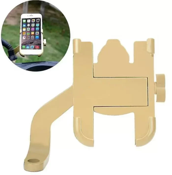 Metal Activa Phone Mount holder Rearview Mirror Mobile Holder for Scooty,Bicycle & Bike Phone Stand Anti-Vibration/Shake Pads Fits All Smartphones (Brown)