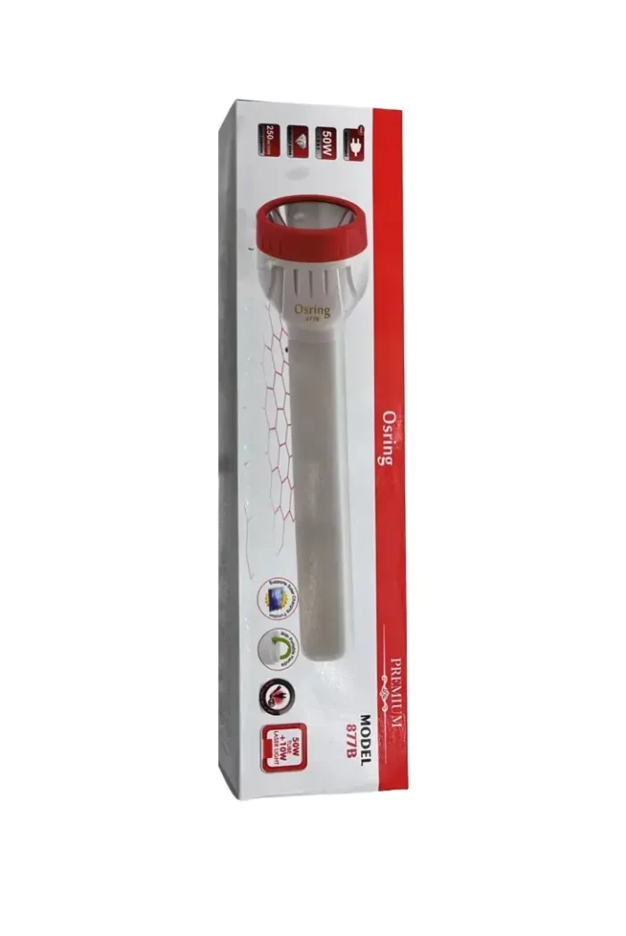 Long Range Osring Premium 877B Brand Torch Rechargeable Led Flashlight Torch 50W Torch (Red)