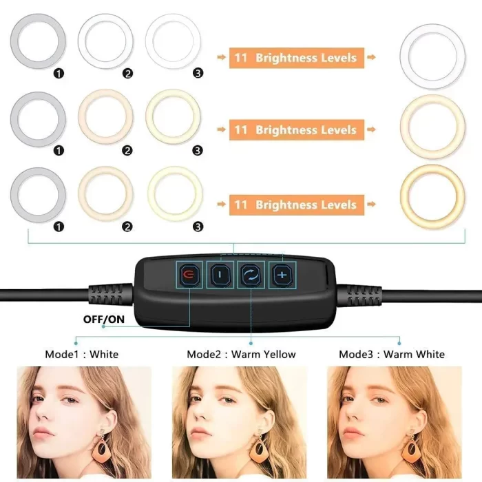 14" inch Ring Light with 7 feet Tripod Stand and Extra Mobile Holder 3 Colors Modes Dimmable LED for Photos and Videos, Compatible with Smartphone for Facebook Live, Instagram, Video Blogging. - Image 7