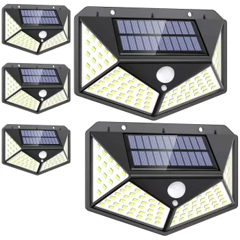 100 LED White Light Solar Lamp with Light Sensor and Motion Sensor for Garden and Outdoor Lighting (Pack of 5)