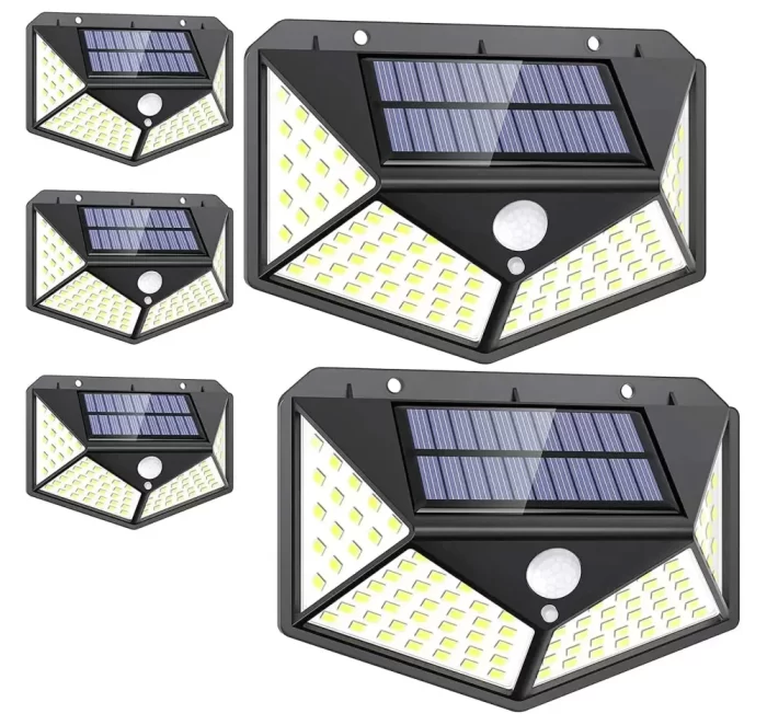 100 LED White Light Solar Lamp with Light Sensor and Motion Sensor for Garden and Outdoor Lighting (Pack of 5)
