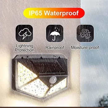 100 LED White Light Solar Lamp with Light Sensor and Motion Sensor for Garden and Outdoor Lighting (Pack of 5) - Image 5
