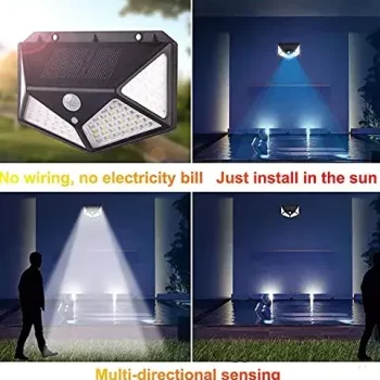 100 LED White Light Solar Lamp with Light Sensor and Motion Sensor for Garden and Outdoor Lighting (Pack of 5) - Image 6