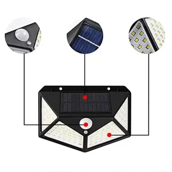 100 LED White Light Solar Lamp with Light Sensor and Motion Sensor for Garden and Outdoor Lighting (Pack of 5) - Image 7