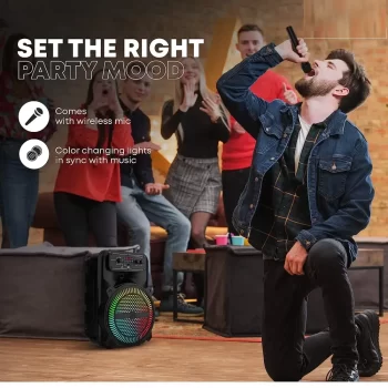 SOROO (8" Woofer) Portable Speaker with Wireless Mic for Karaoke, LED Display with Bluetooth, FM, USB, Micro SD Card, AUX Connectivity - Image 6