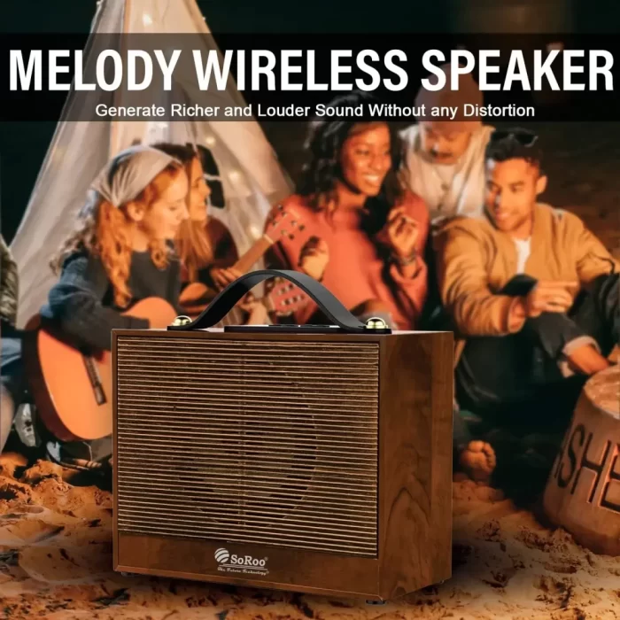 SOROO Powerful SR-975 Classic Vintage Bluetooth Speaker 6 Hours Playtime Portable Melody Wireless Retro with Loud Sound & Rich Bass for Home, Outdoor & Travel, Wooden Crafted Body & Easy to Carry - Image 4