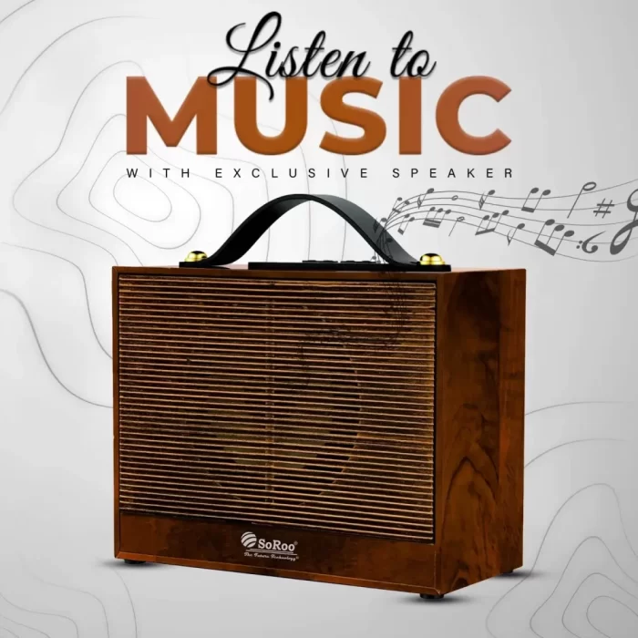SOROO Powerful SR-975 Classic Vintage Bluetooth Speaker 6 Hours Playtime Portable Melody Wireless Retro with Loud Sound & Rich Bass for Home, Outdoor & Travel, Wooden Crafted Body & Easy to Carry - Image 5