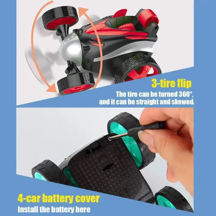 Stunt Amazing Remote Control Car with Charger (Green) climbing electric Car / tumbling truck for kids - Image 6
