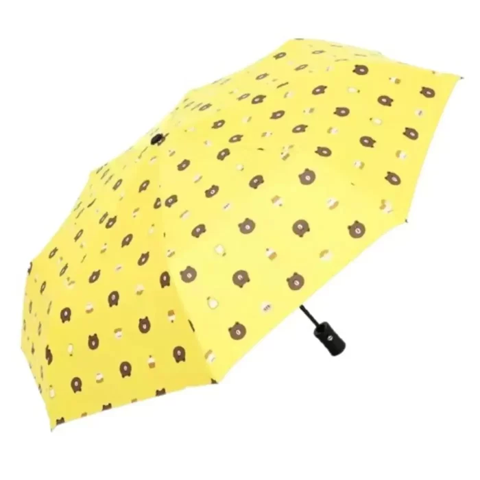 3 Fold Manual Sun & Rain Umbrella for Men & Women (Pack of 1) Yellow