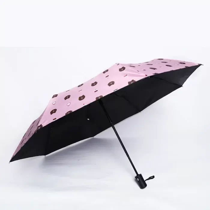 3 Fold Manual Sun & Rain Umbrella for Women & Girls (Pack of 1) Pink