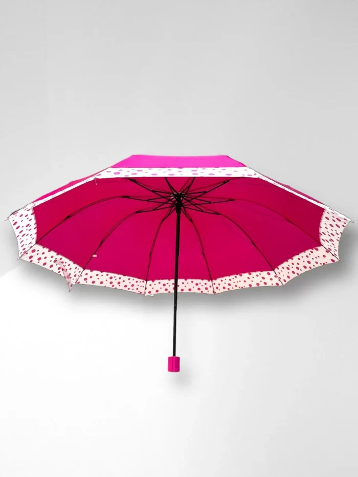 3 Fold Manual Sun & Rain Umbrella for Women & Girls (Pack of 1) Pink