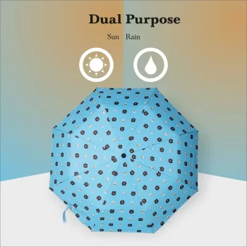 3 Fold Manual Sun & Rain Umbrella for Men & Women (Pack of 1) Blue - Image 2