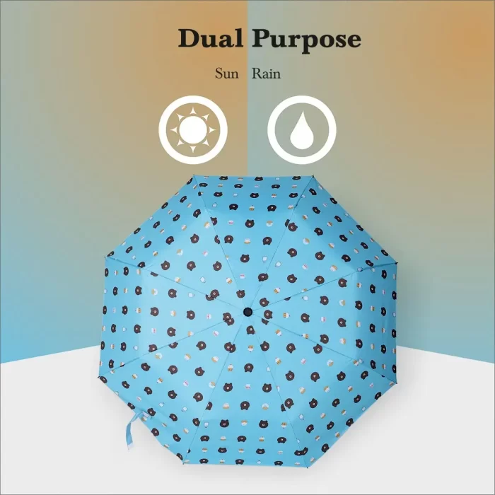 3 Fold Manual Sun & Rain Umbrella for Men & Women (Pack of 1) Blue - Image 2