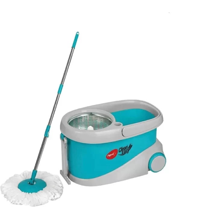 Pigeon Clean Easy Deluxe Spin Mop with Big Wheels and Stainless Steel Wringer (Aqua Green, 2 Refills)