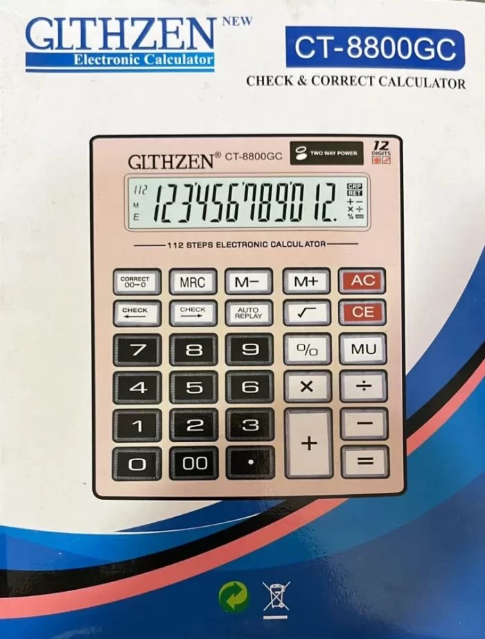 Githzen Electronic Calculator (CT-8800GC) Basic Calculator for Personal or Office only ( Solar & Battery )