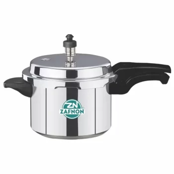 Zafron Induction Base Aluminium Pressure Cooker with Outer Lid, 5 litres, Silver