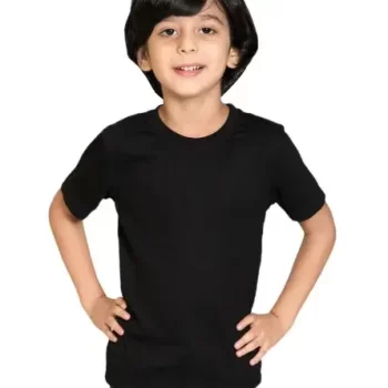 Black Kids Cotton T Shirt ( Boys & Girls ) - Black Plain Unisex T-Shirts