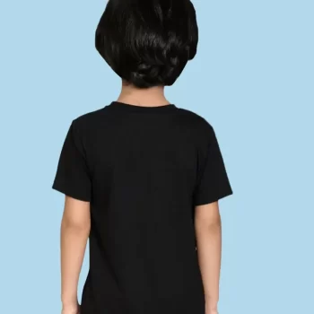 Black Kids Cotton T Shirt ( Boys & Girls ) - Black Plain Unisex T-Shirts - Image 3