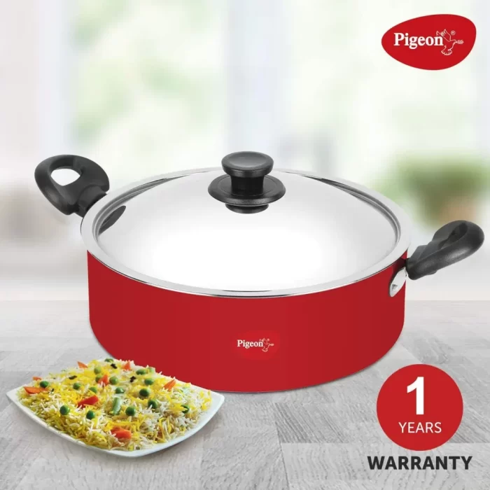 Pigeon Non-Stick Biriyani Pot with Lid (8.5 L, Red) - Image 3