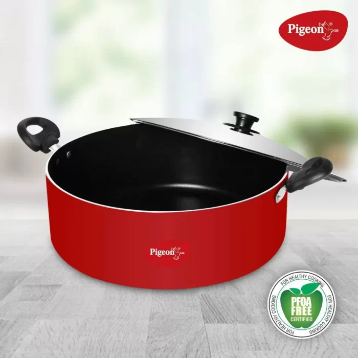 Pigeon Non-Stick Biriyani Pot with Lid (8.5 L, Red) - Image 4