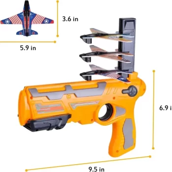 Flying Airplane Launcher Gun Toy with Foam Glider Planes, Outdoor Games for Childrens, Best Aeroplane Toys for Kids (Multicolor) (Airplane Mini) - Image 3