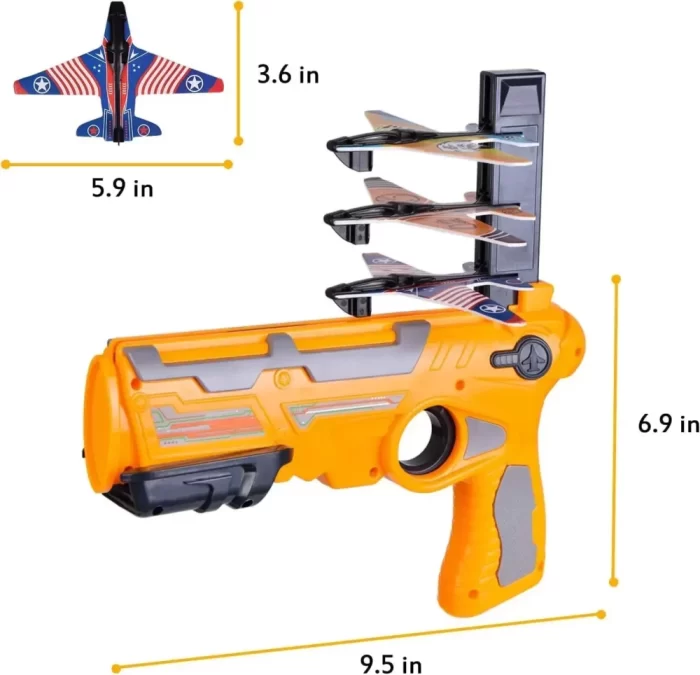 Flying Airplane Launcher Gun Toy with Foam Glider Planes, Outdoor Games for Childrens, Best Aeroplane Toys for Kids (Multicolor) (Airplane Mini) - Image 3