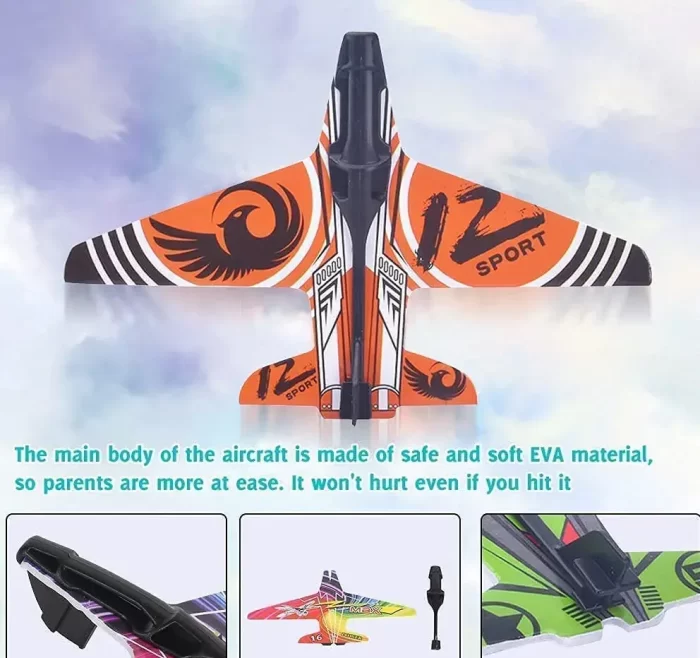 Flying Airplane Launcher Gun Toy with Foam Glider Planes, Outdoor Games for Childrens, Best Aeroplane Toys for Kids (Multicolor) (Airplane Mini) - Image 6