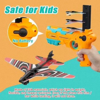 Flying Airplane Launcher Gun Toy with Foam Glider Planes, Outdoor Games for Childrens, Best Aeroplane Toys for Kids (Multicolor) (Airplane Mini) - Image 7
