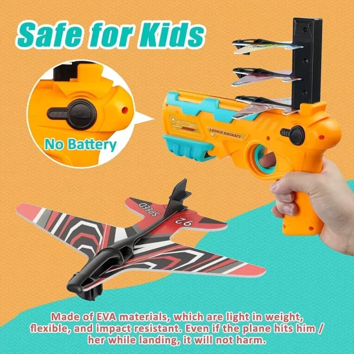 Flying Airplane Launcher Gun Toy with Foam Glider Planes, Outdoor Games for Childrens, Best Aeroplane Toys for Kids (Multicolor) (Airplane Mini) - Image 7