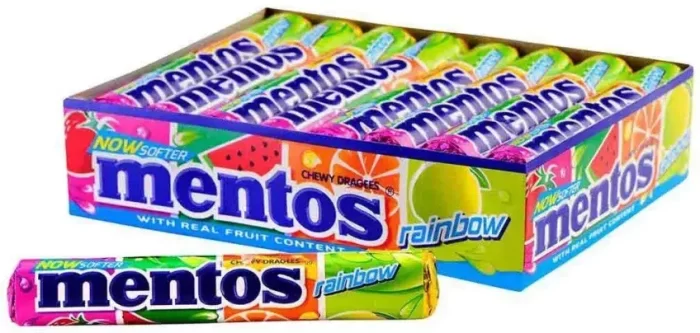 Mentos Stick Chewy Dagrees Candy Roll (14 Count Box) Raimbow Candy (14 x 29 g) - Imported Product