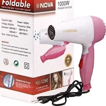 Foldable Hair For Girls Dryer for Professional Women Men girls Nova NV- 1290 1000 W Electric Foldable 2 Speed Control Hair Dryer With Box