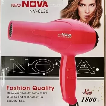 Nova NV-6130 Hair Dryer for Silky Shine Hair 1800 W Hot and Cold Foldable (Red) Color