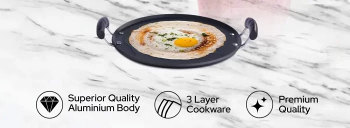 Leenex Non-Stick Aluminium Tawa for Dosa, Pathiri, Chapati, Roti, Parotta (Round - 34.5 cm) - Image 2