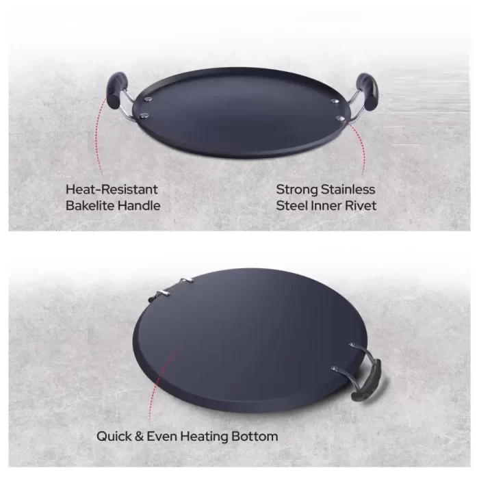Leenex Non-Stick Aluminium Tawa for Dosa, Pathiri, Chapati, Roti, Parotta (Round - 34.5 cm) - Image 4