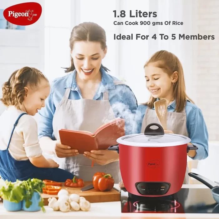 PIGEON STYLO DOUBLE POT 1.8 LTR ELECTRIC RICE COOKER/STAINLESS STEEL INNER POT/WITH KEEP WARM FEATURE / 1 YEAR WARRANTY ( 700 WATTS) - Image 3