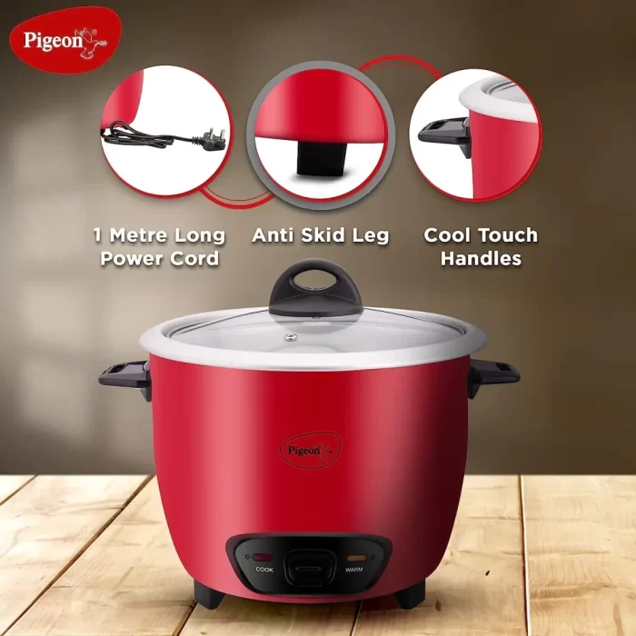 PIGEON STYLO DOUBLE POT 1.8 LTR ELECTRIC RICE COOKER/STAINLESS STEEL INNER POT/WITH KEEP WARM FEATURE / 1 YEAR WARRANTY ( 700 WATTS) - Image 2