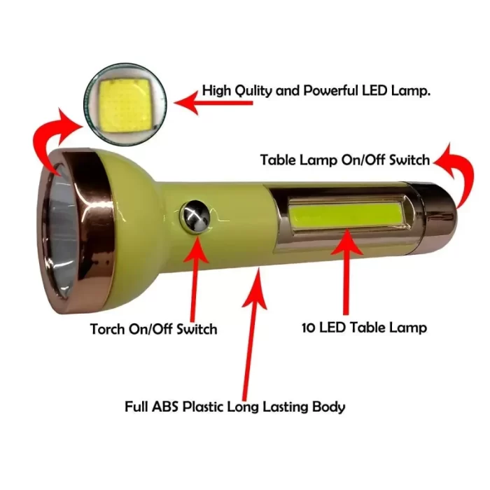 Care 4 Led Flashlight jy 1703 torch with emergency light Rechargeable torch light Torch  (Yellow, 15 cm, Rechargeable) - Image 5