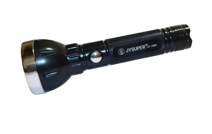 JY SUPER Iron Flashlight Police Hand Torch, Metallic