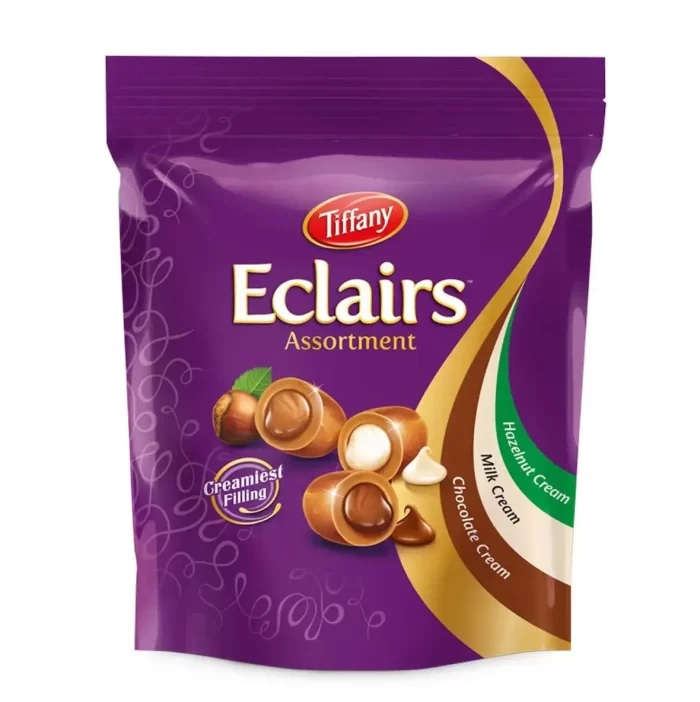 Tiffany Eclair Assortment Creamiest Filling Hazelnut, Milk, Chocolate Cream 550 gm - Imported Chocolates