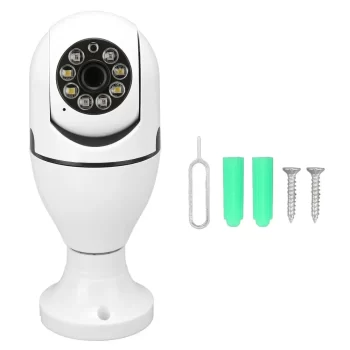 Light Bulb Security Camera, 1080P HD 360° Rotation Panoramic WiFi Camera, 2 Way Talk Color Night Vision Motion Detection Home Surveillance Cameras System with MIC and Speaker, Siren Alarm, E27 Socket - Image 2