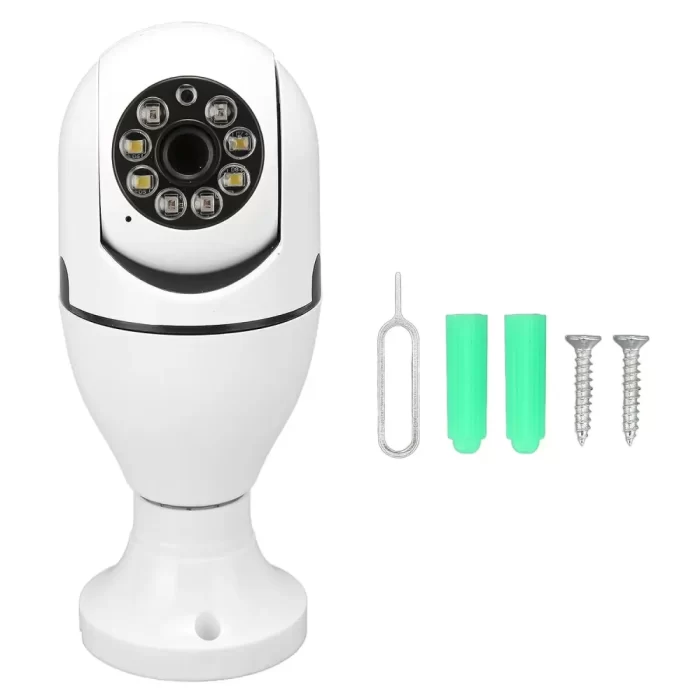 Light Bulb Security Camera, 1080P HD 360° Rotation Panoramic WiFi Camera, 2 Way Talk Color Night Vision Motion Detection Home Surveillance Cameras System with MIC and Speaker, Siren Alarm, E27 Socket - Image 2