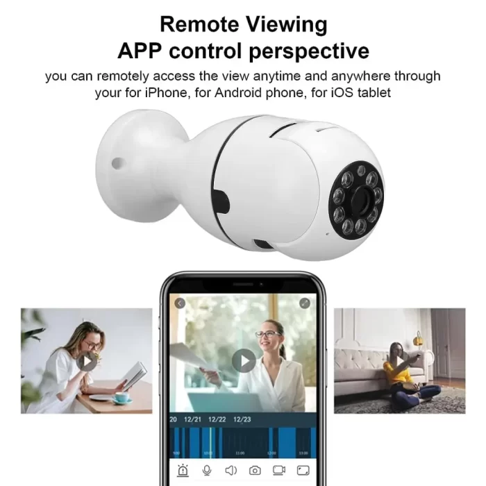 Light Bulb Security Camera, 1080P HD 360° Rotation Panoramic WiFi Camera, 2 Way Talk Color Night Vision Motion Detection Home Surveillance Cameras System with MIC and Speaker, Siren Alarm, E27 Socket - Image 5