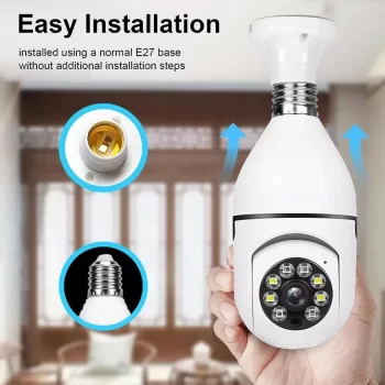 Light Bulb Security Camera, 1080P HD 360° Rotation Panoramic WiFi Camera, 2 Way Talk Color Night Vision Motion Detection Home Surveillance Cameras System with MIC and Speaker, Siren Alarm, E27 Socket - Image 6