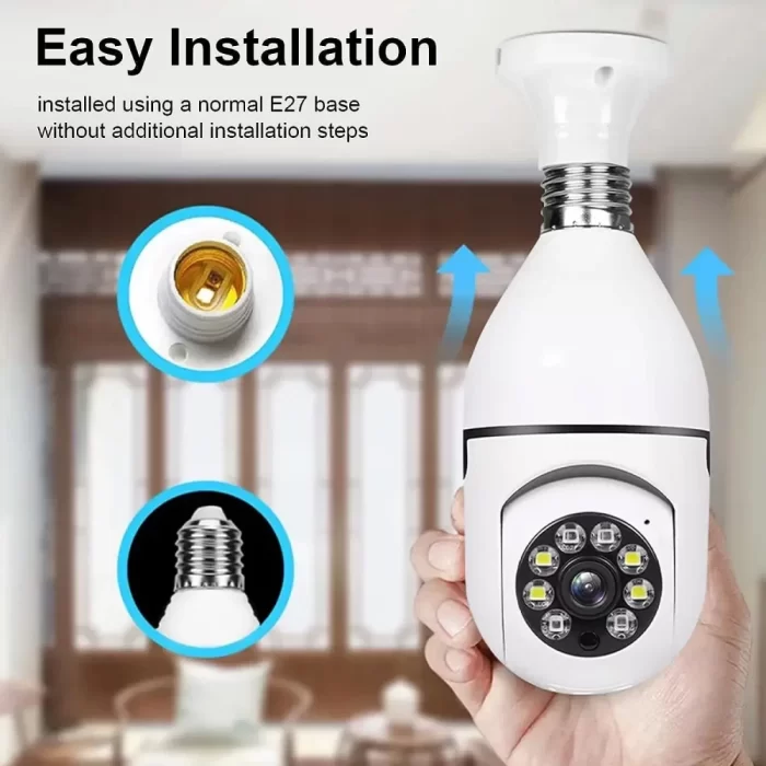 Light Bulb Security Camera, 1080P HD 360° Rotation Panoramic WiFi Camera, 2 Way Talk Color Night Vision Motion Detection Home Surveillance Cameras System with MIC and Speaker, Siren Alarm, E27 Socket - Image 6